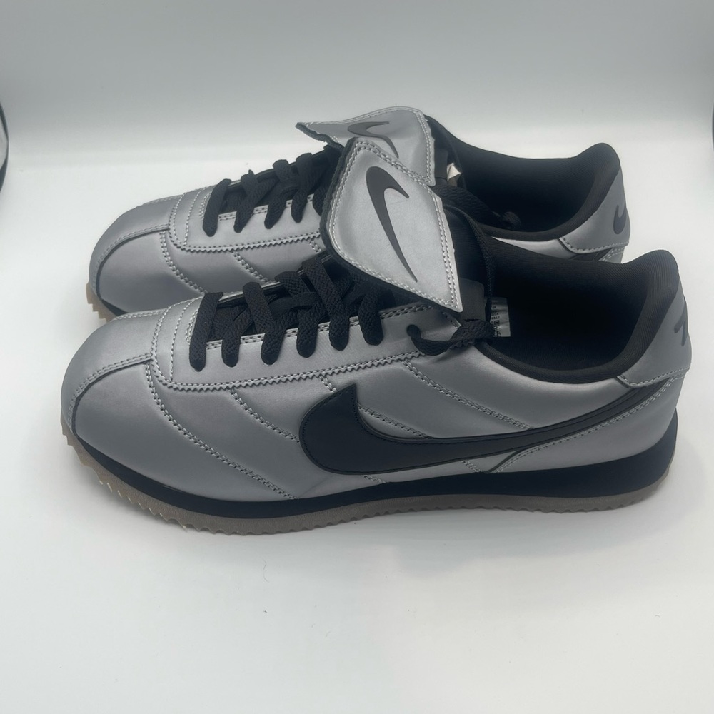 Nike Cortez Metallic Silver and Black Sneakers